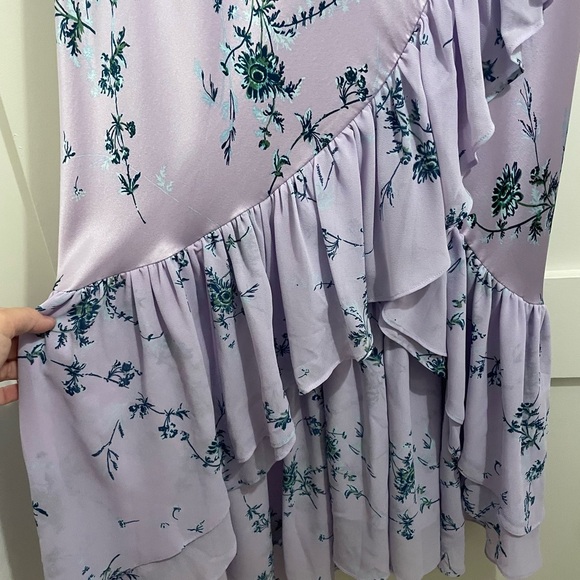 NEW Cinq a Sept Womens Kersti Silk Dress 12 Lined Midi Ruffle Lilac Wine Revolve - Picture 9 of 15